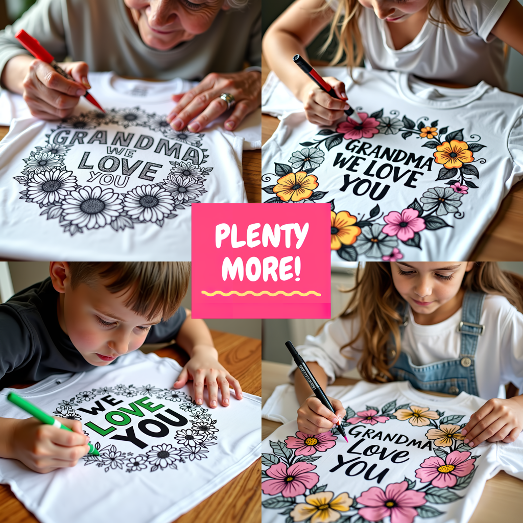 Women's T-shirt Coloring Kit with 10 Fabric Markers - Grandma Love