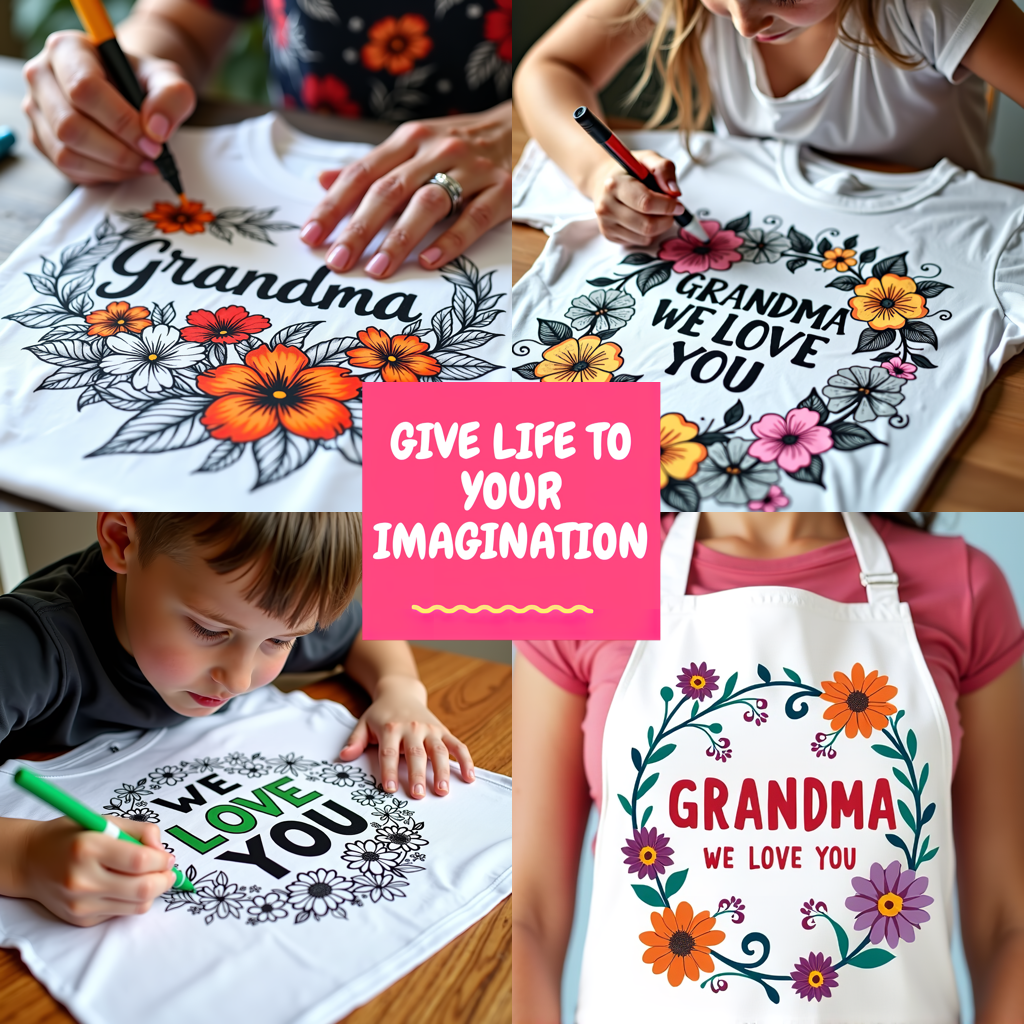 Adult Sweatshirt Coloring Kit with 10 Fabric Markers - Grandmother Appreciation