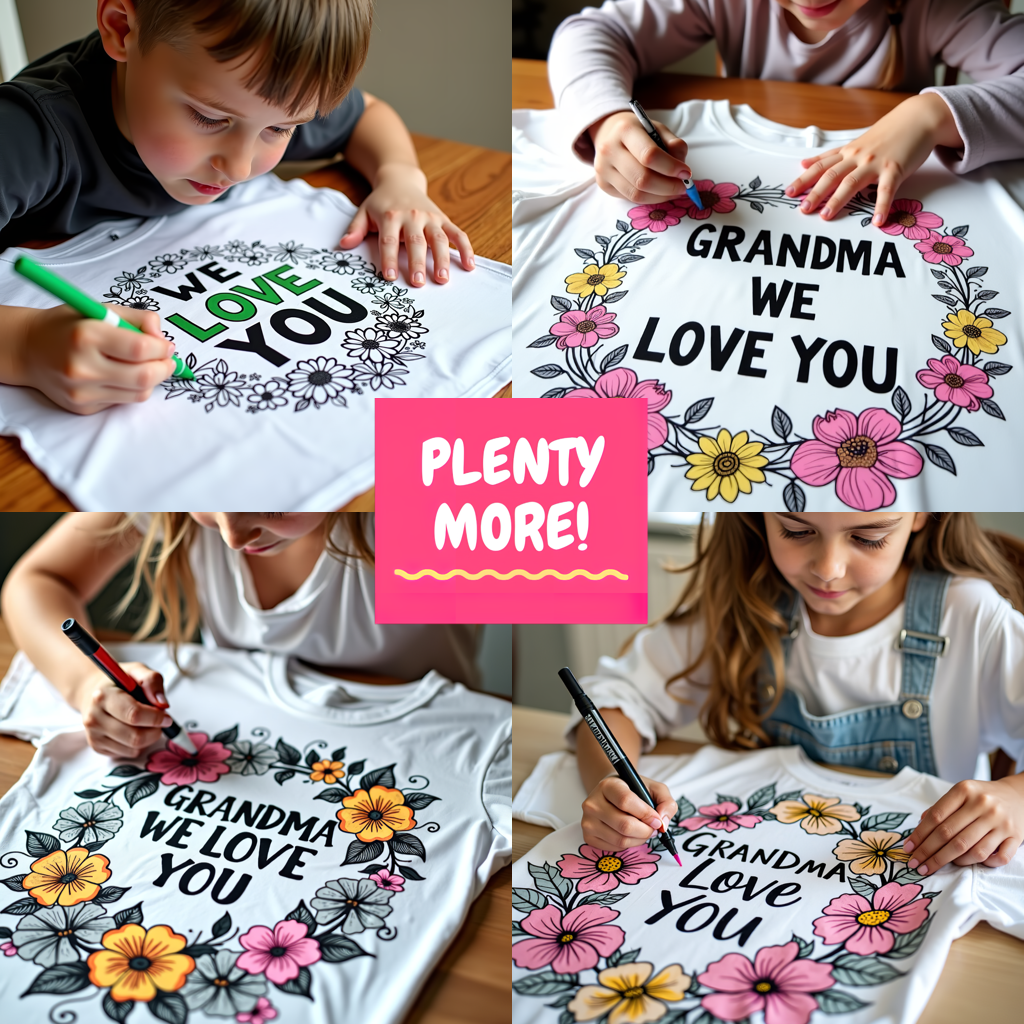 Kid's T-shirt Coloring Kit with 10 Fabric Markers - Grandmother Appreciation