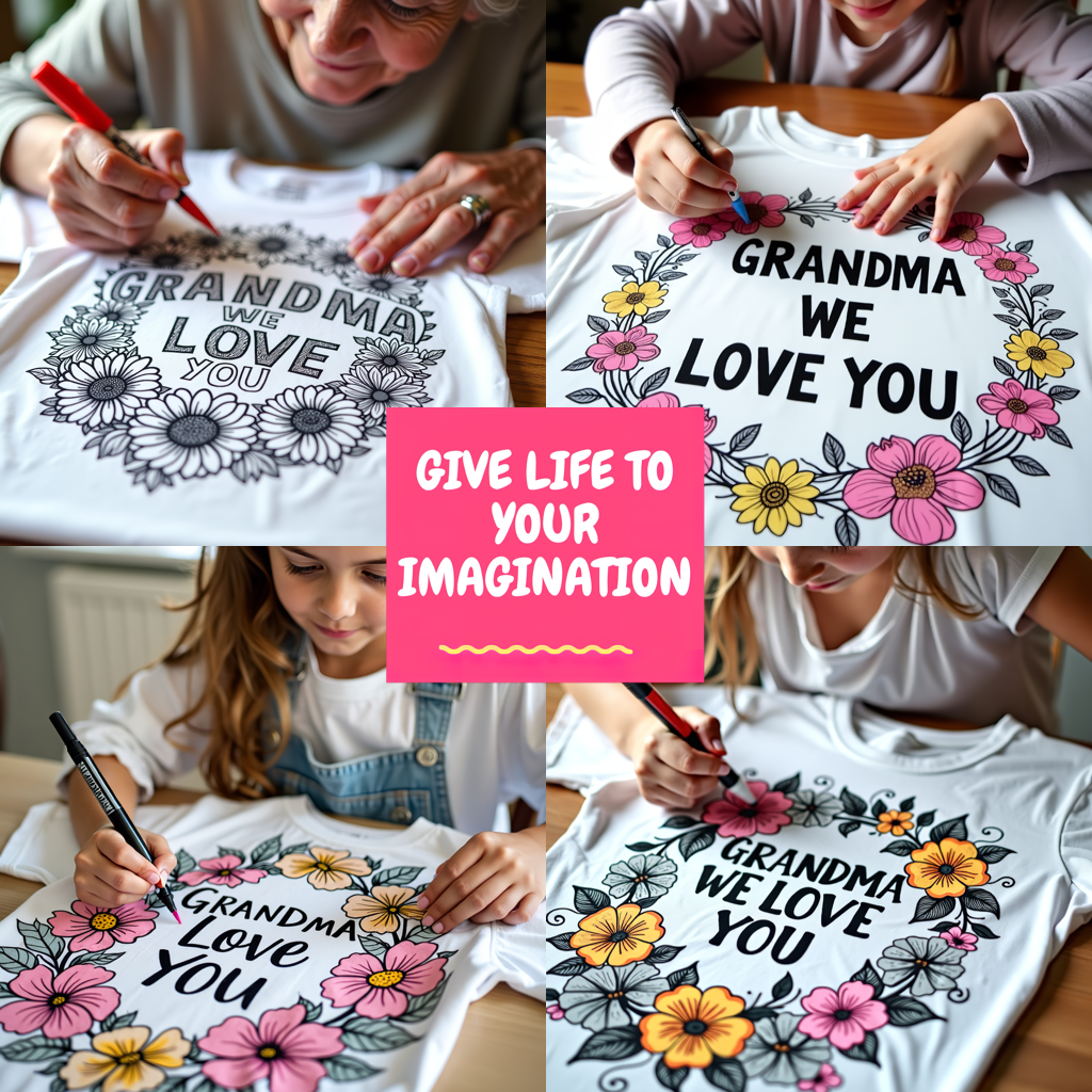 Adult Sweatshirt Coloring Kit with 10 Fabric Markers - Love for Grandma