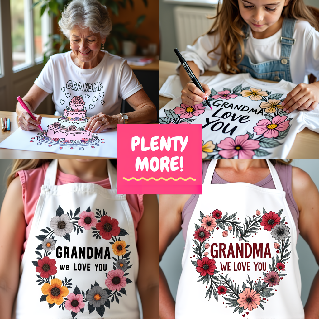 Women's T-shirt Coloring Kit with 10 Fabric Markers - Love for Grandma