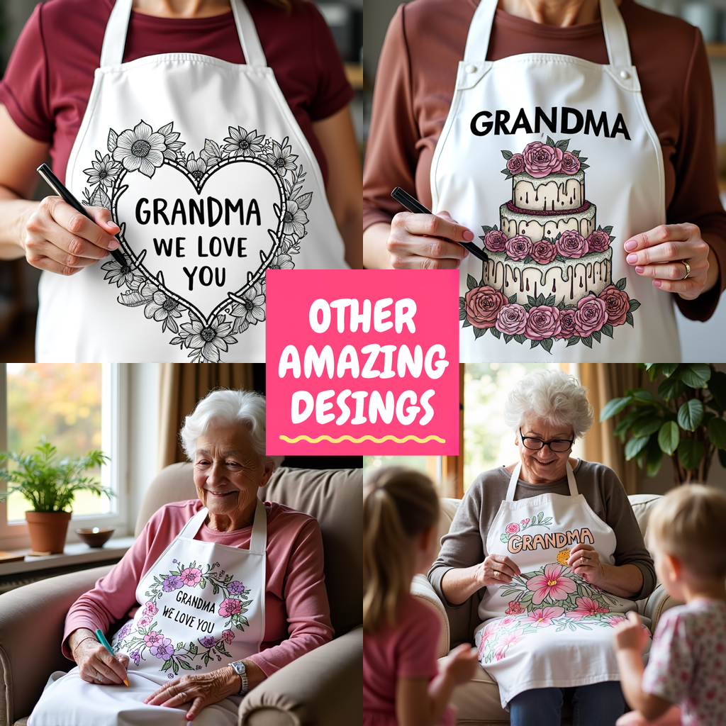 Apron Coloring Kit with 10 Fabric Markers - Grandma