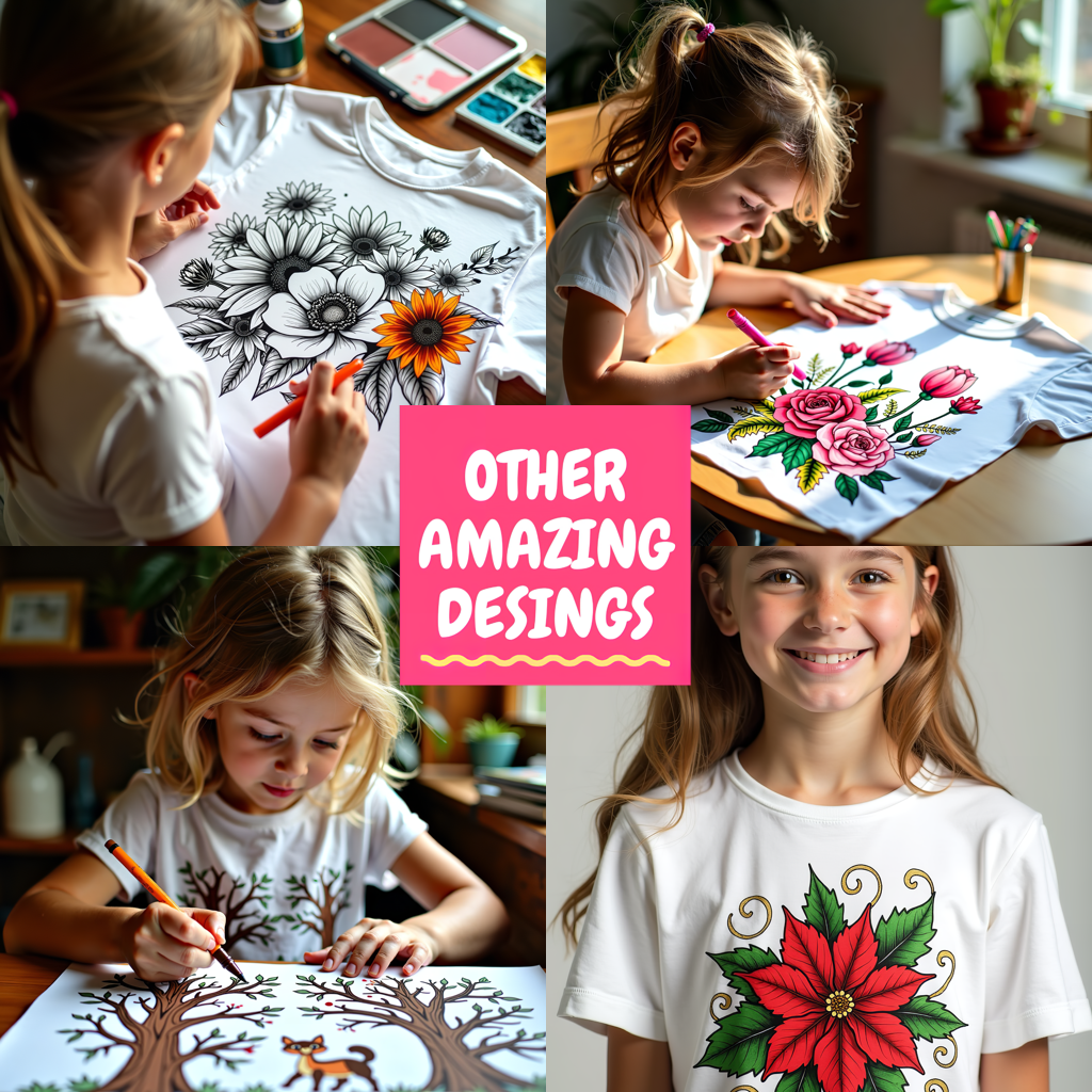 Kid's T-shirt Coloring Kit with 10 Fabric Markers - Sunflowers