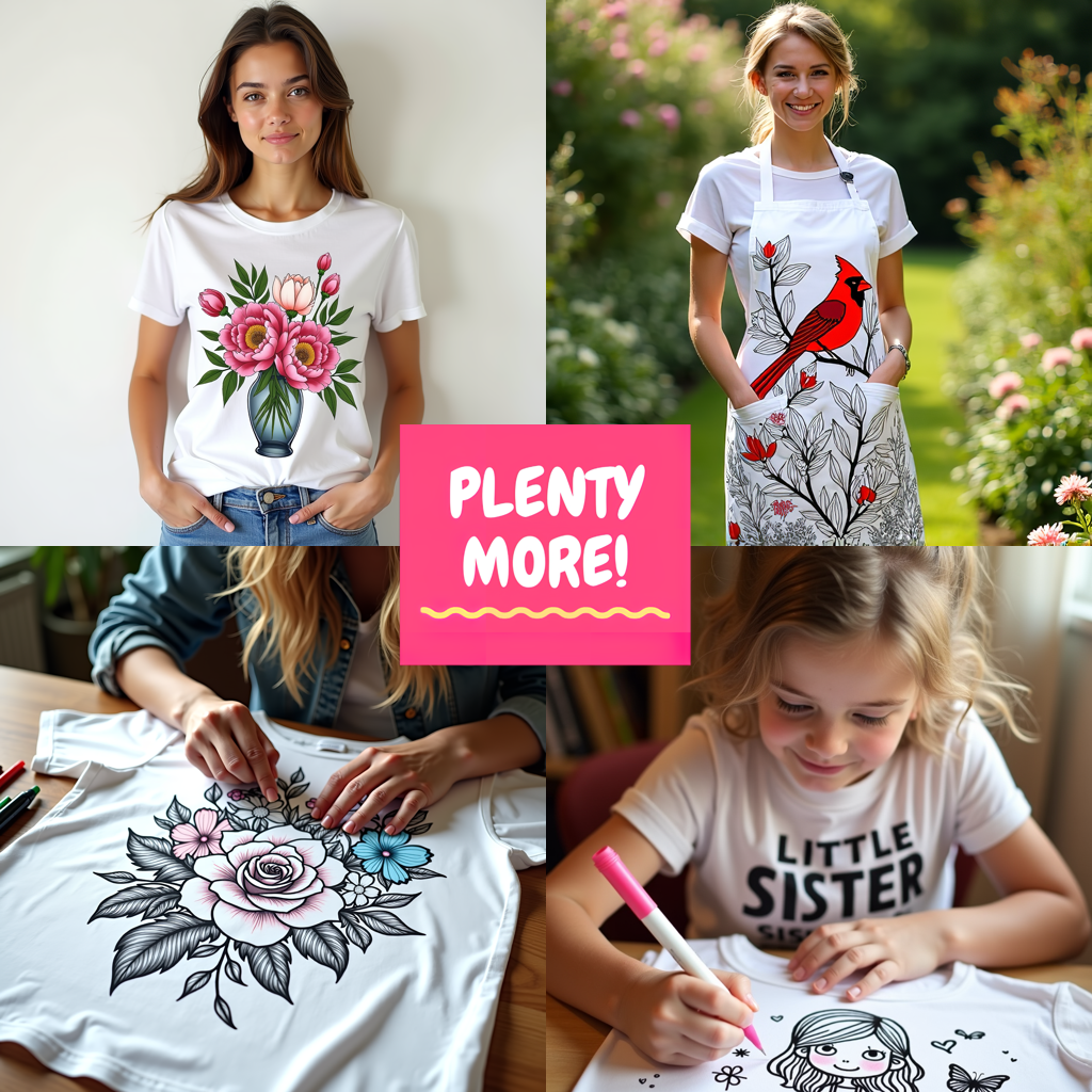 Women's T-shirt Coloring Kit with 10 Fabric Markers - Sunflowers