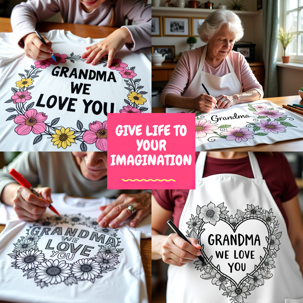 Adult Sweatshirt Coloring Kit with 10 Fabric Markers - Grandma Love