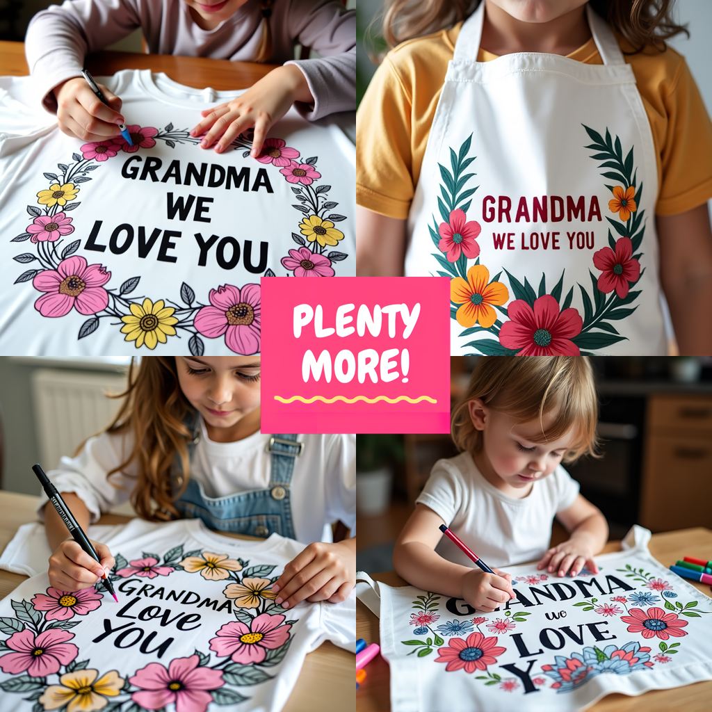 Kid's T-shirt Coloring Kit with 10 Fabric Markers - Grandma Love