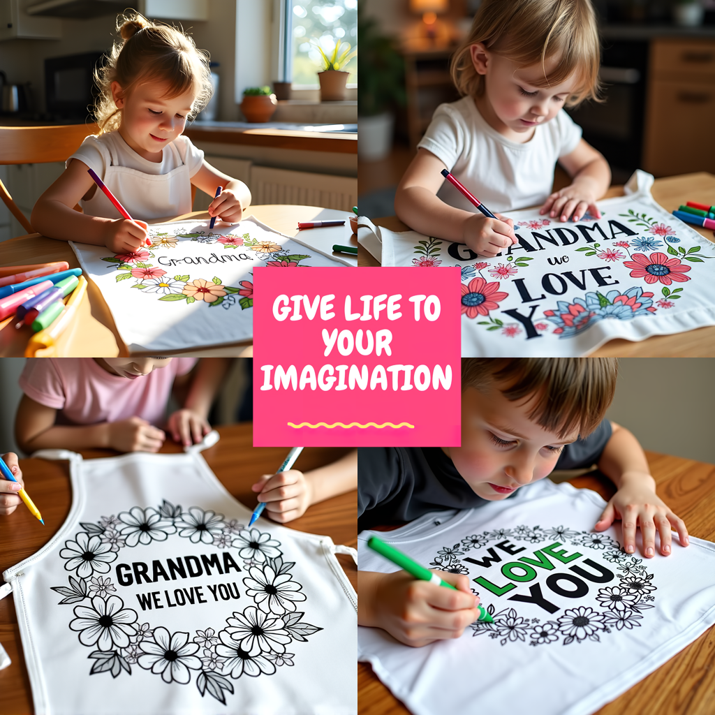 Kid's T-shirt Coloring Kit with 10 Fabric Markers - Grandma Appreciation