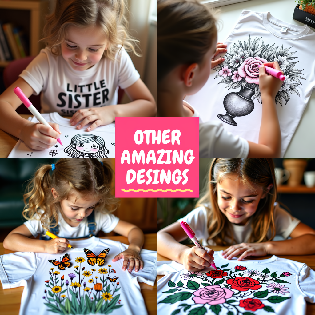 Kid's T-shirt Coloring Kit with 10 Fabric Markers - Sunflowers