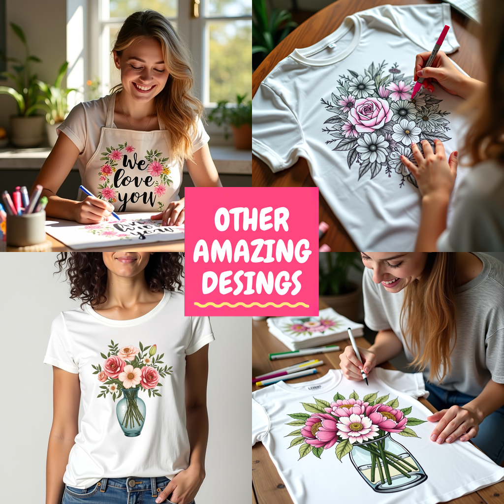 Adult Sweatshirt Coloring Kit with 10 Fabric Markers - Daisies