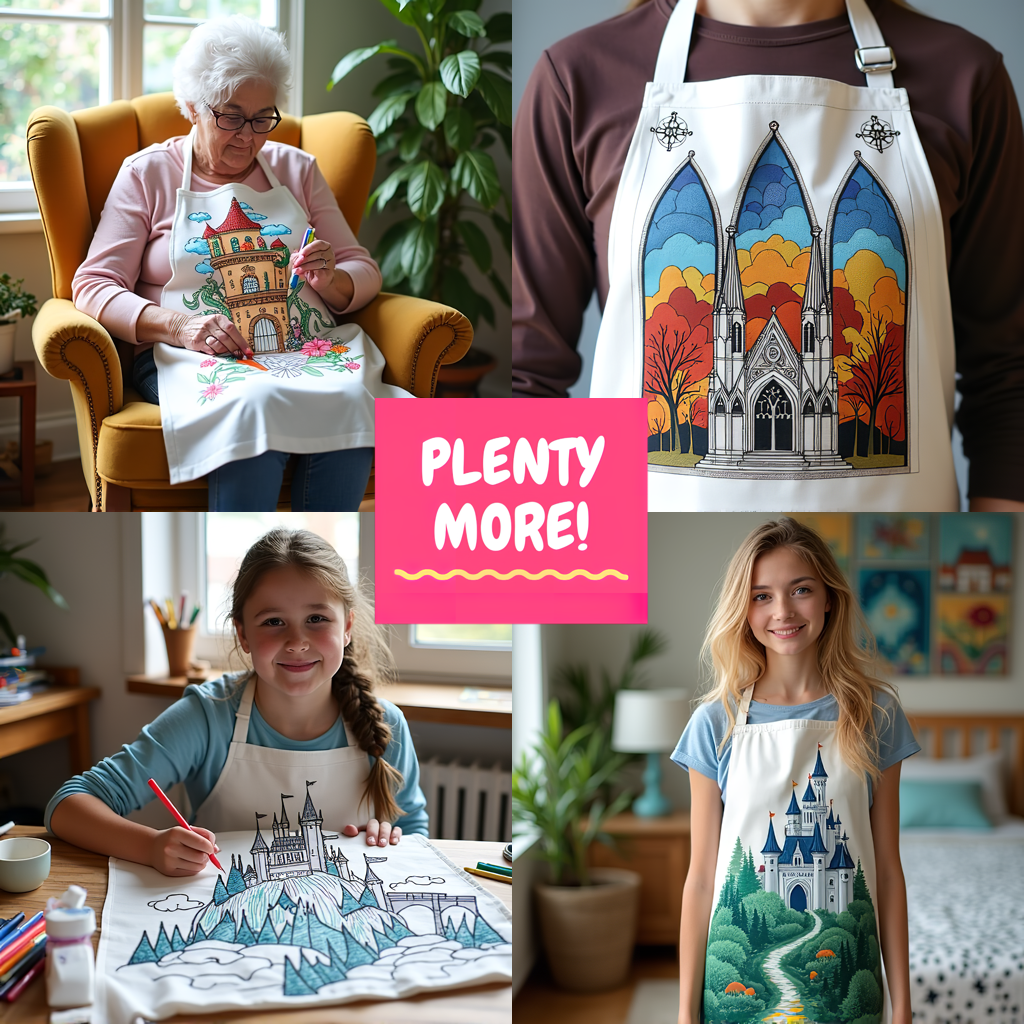 Apron Coloring Kit with 10 Fabric Markers - Fantasy Castle