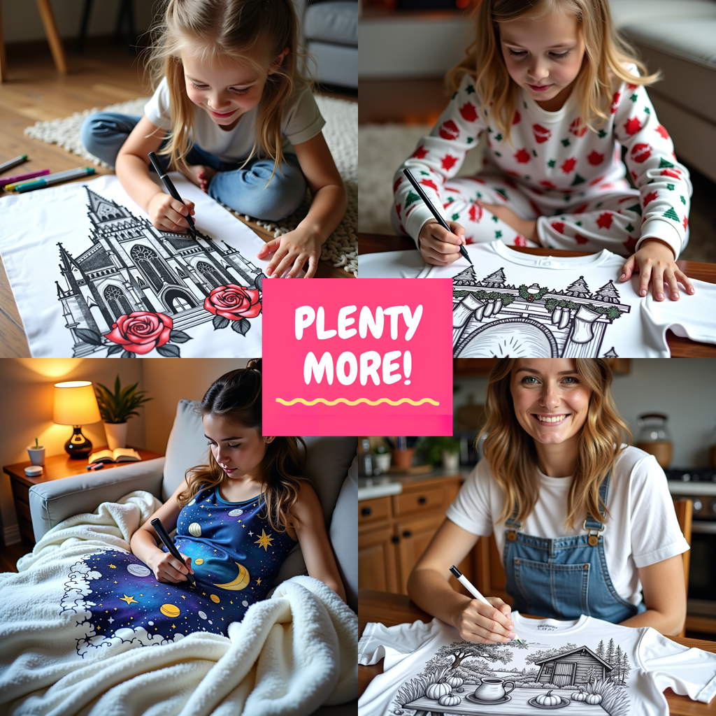 Blanket Coloring Kit with 10 Fabric Markers - Castle