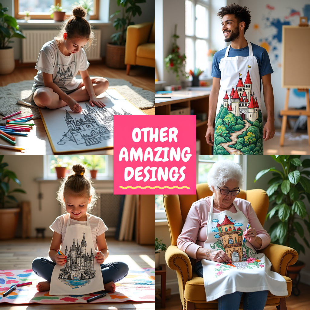 Apron Coloring Kit with 10 Fabric Markers - Magic Castle