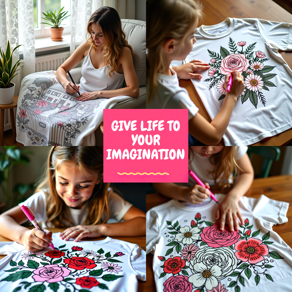 Blanket Coloring Kit with 10 Fabric Markers - Bouquet in Vase