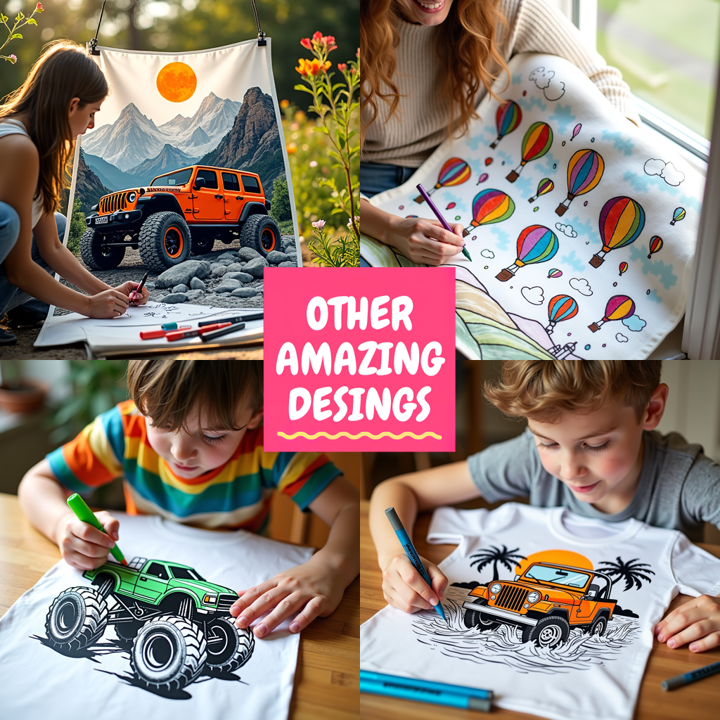 Blanket Coloring Kit with 10 Fabric Markers - Monster Truck