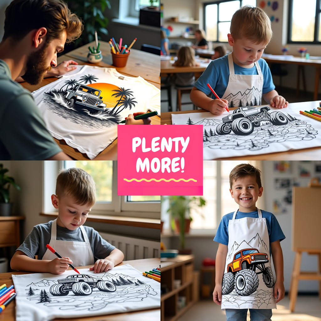 Blanket Coloring Kit with 10 Fabric Markers - Monster Truck