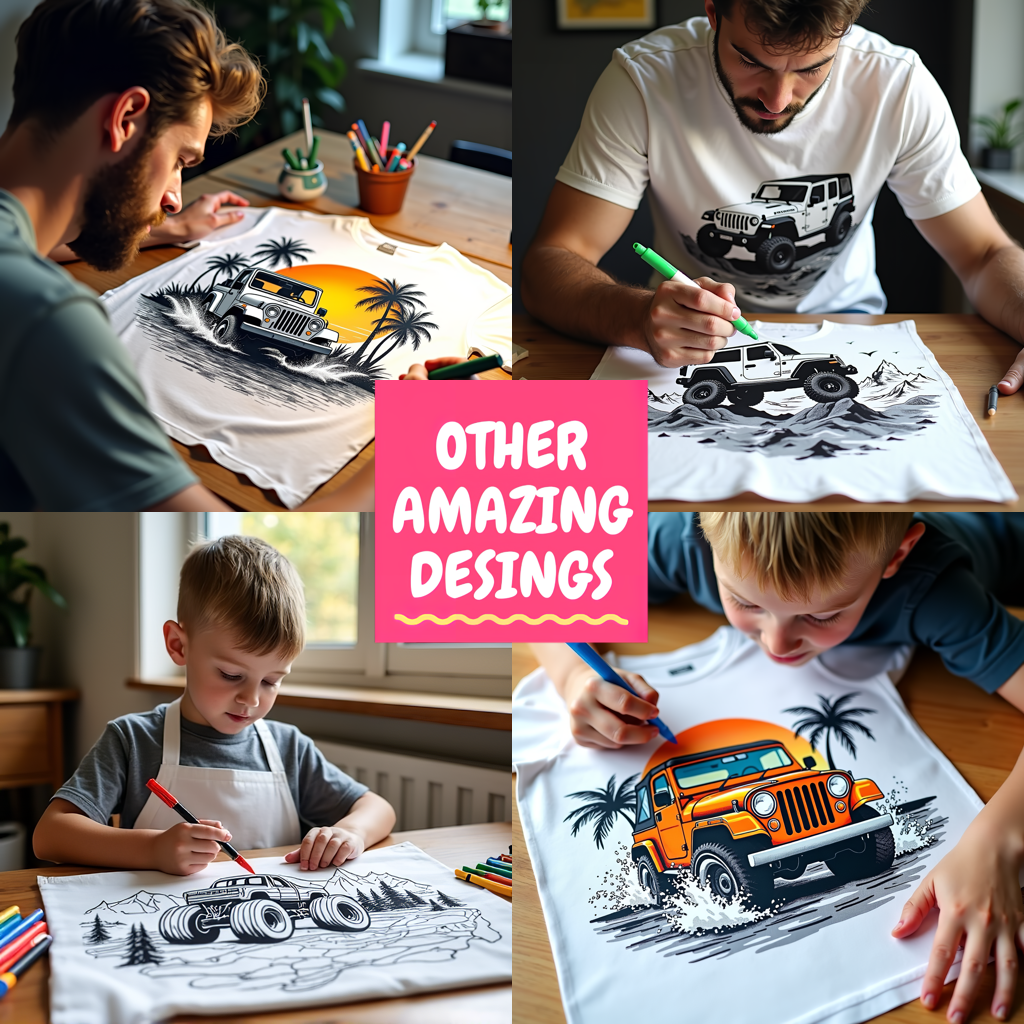 Adult Sweatshirt Coloring Kit with 10 Fabric Markers - Monster Truck