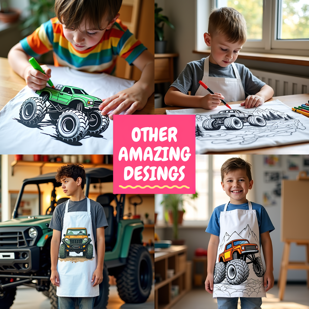 Kid's T-shirt Coloring Kit with 10 Fabric Markers - Monster Truck