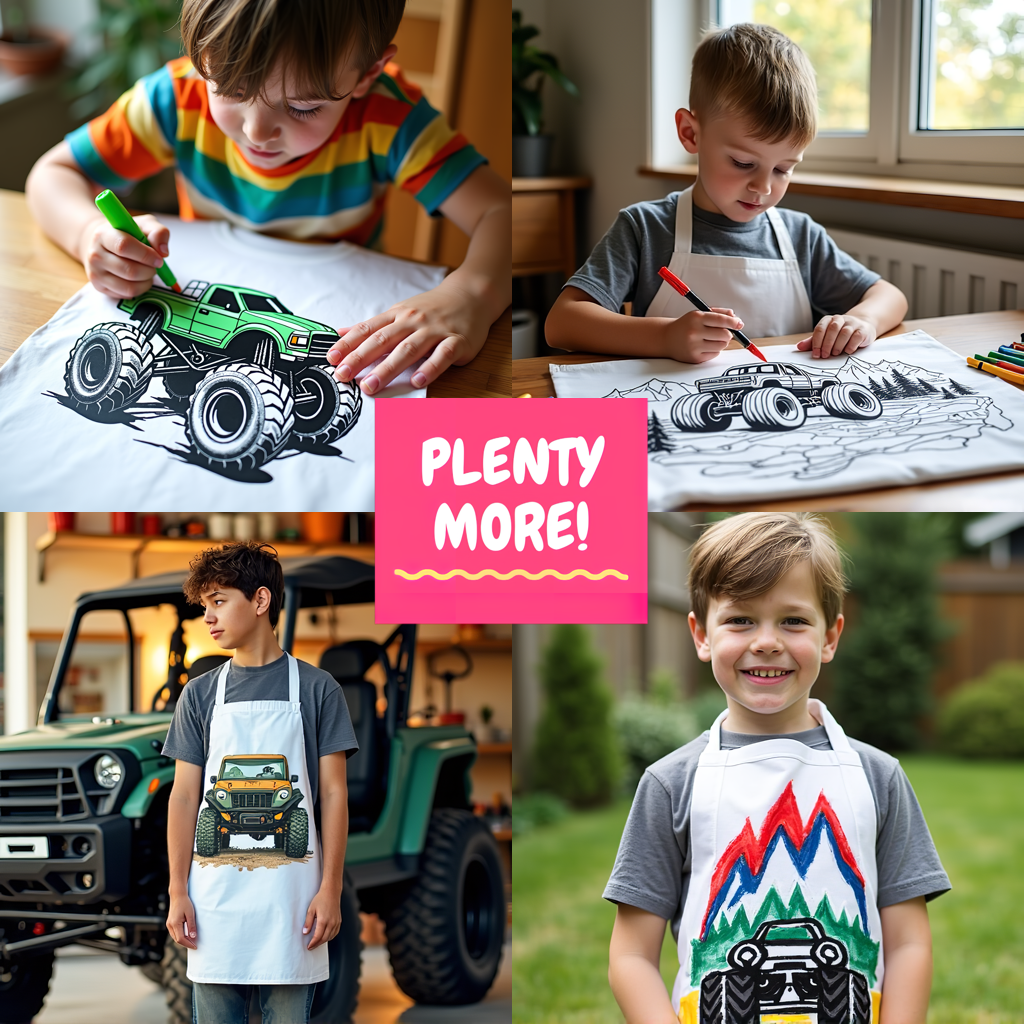 Unisex T-shirt Coloring Kit with 10 Fabric Markers - Monster Truck