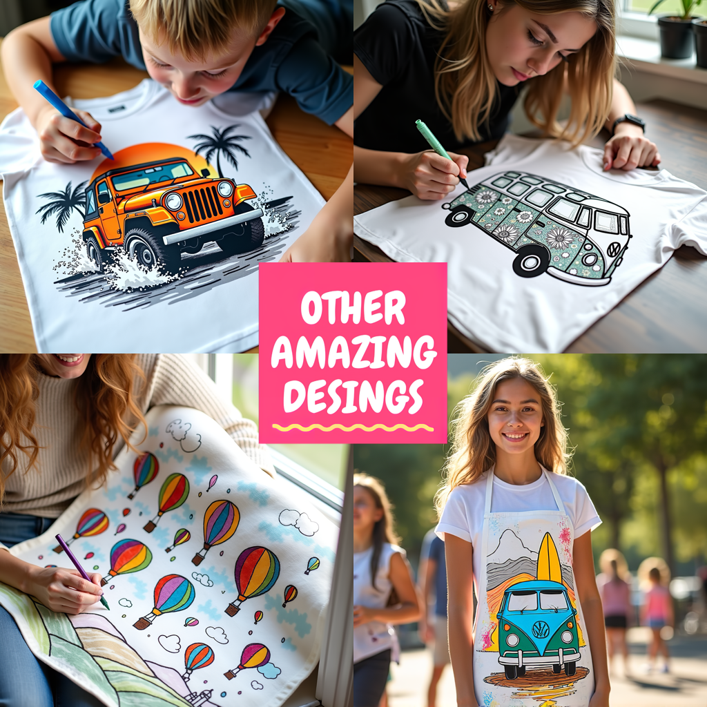 Women's T-shirt Coloring Kit with 10 Fabric Markers - Monster Truck