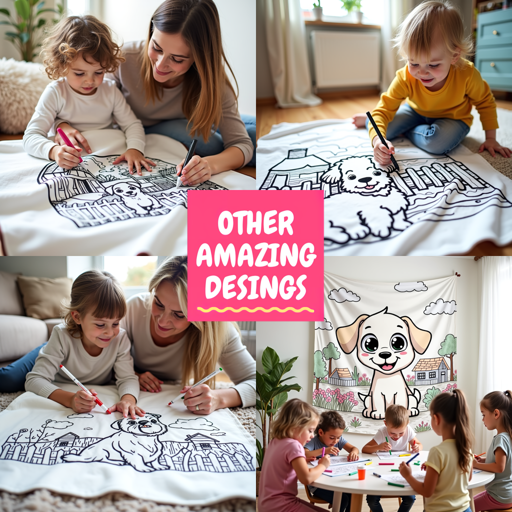 Blanket Coloring Kit with 10 Fabric Markers - Puppy