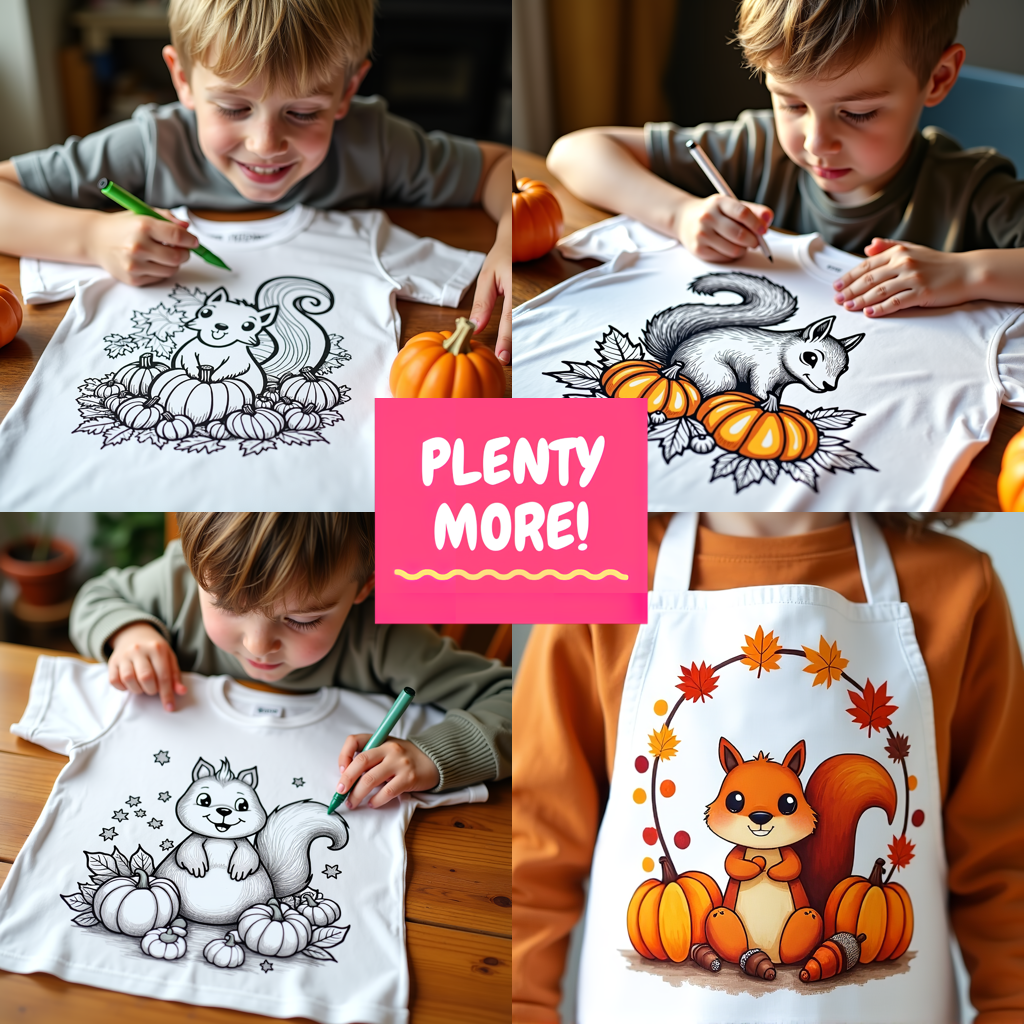 FREE Fall Squirrel Coloring Page with Pumpkins and Autumn Leaves Printable