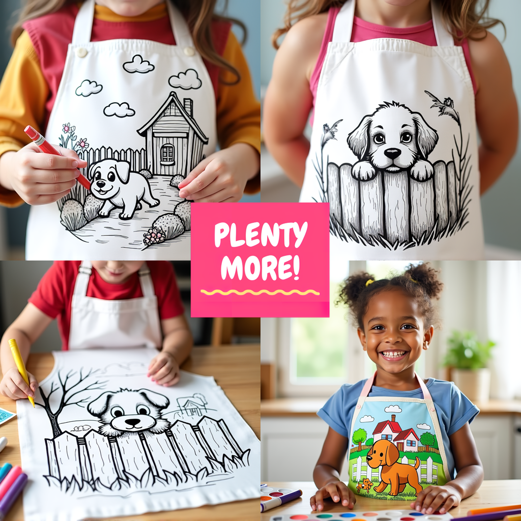 Apron Coloring Kit with 10 Fabric Markers - Dog