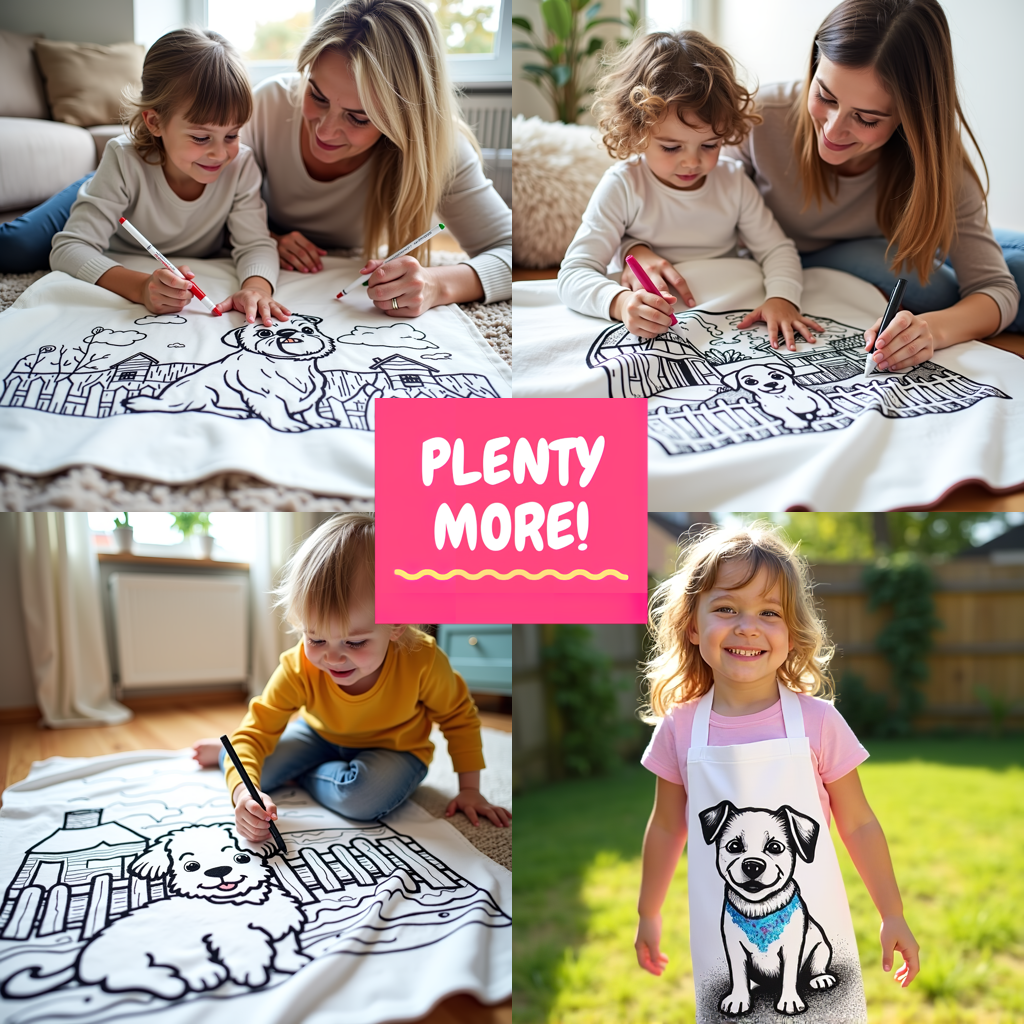 Blanket Coloring Kit with 10 Fabric Markers - Dog