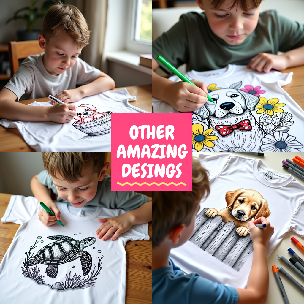 Unisex T-shirt Coloring Kit with 10 Fabric Markers - Dog