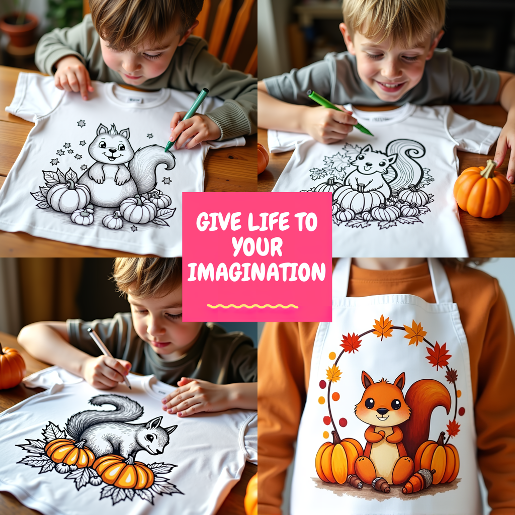 Adult Sweatshirt Coloring Kit with 10 Fabric Markers - Squirrel