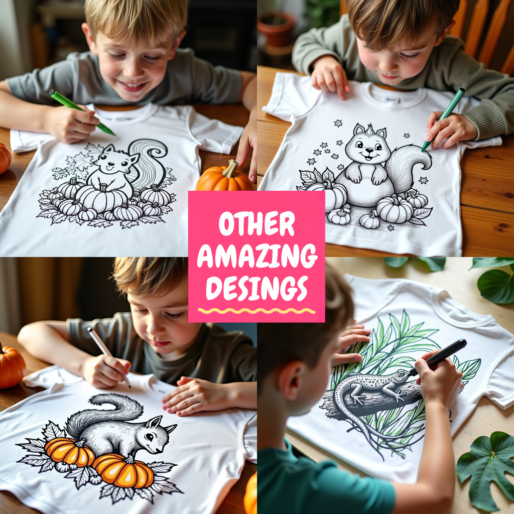 Kid's T-shirt Coloring Kit with 10 Fabric Markers - Squirrel