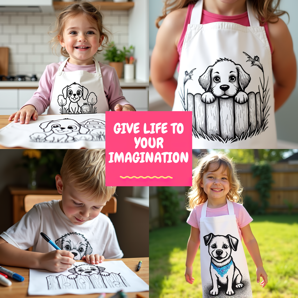 Women's T-shirt Coloring Kit with 10 Fabric Markers - Puppy in Yard