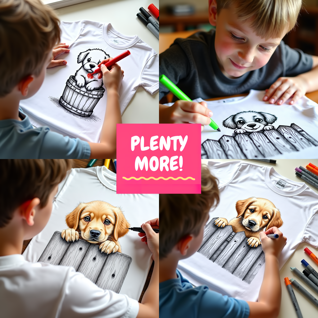 Kid's T-shirt Coloring Kit with 10 Fabric Markers - Puppy