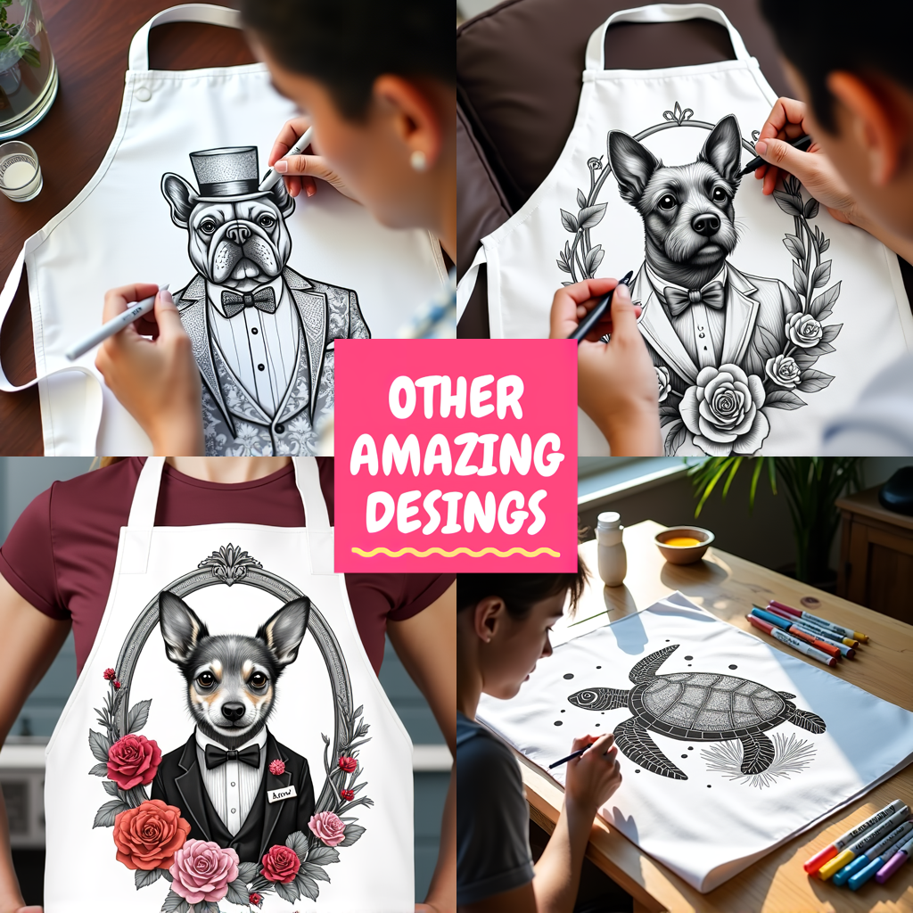 Apron Coloring Kit with 10 Fabric Markers - Chihuahua