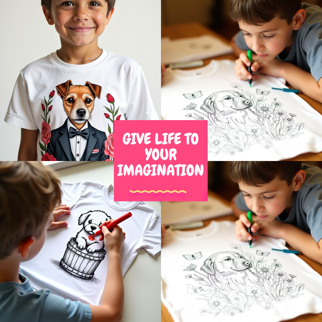 Kid's T-shirt Coloring Kit with 10 Fabric Markers - Formal Attire