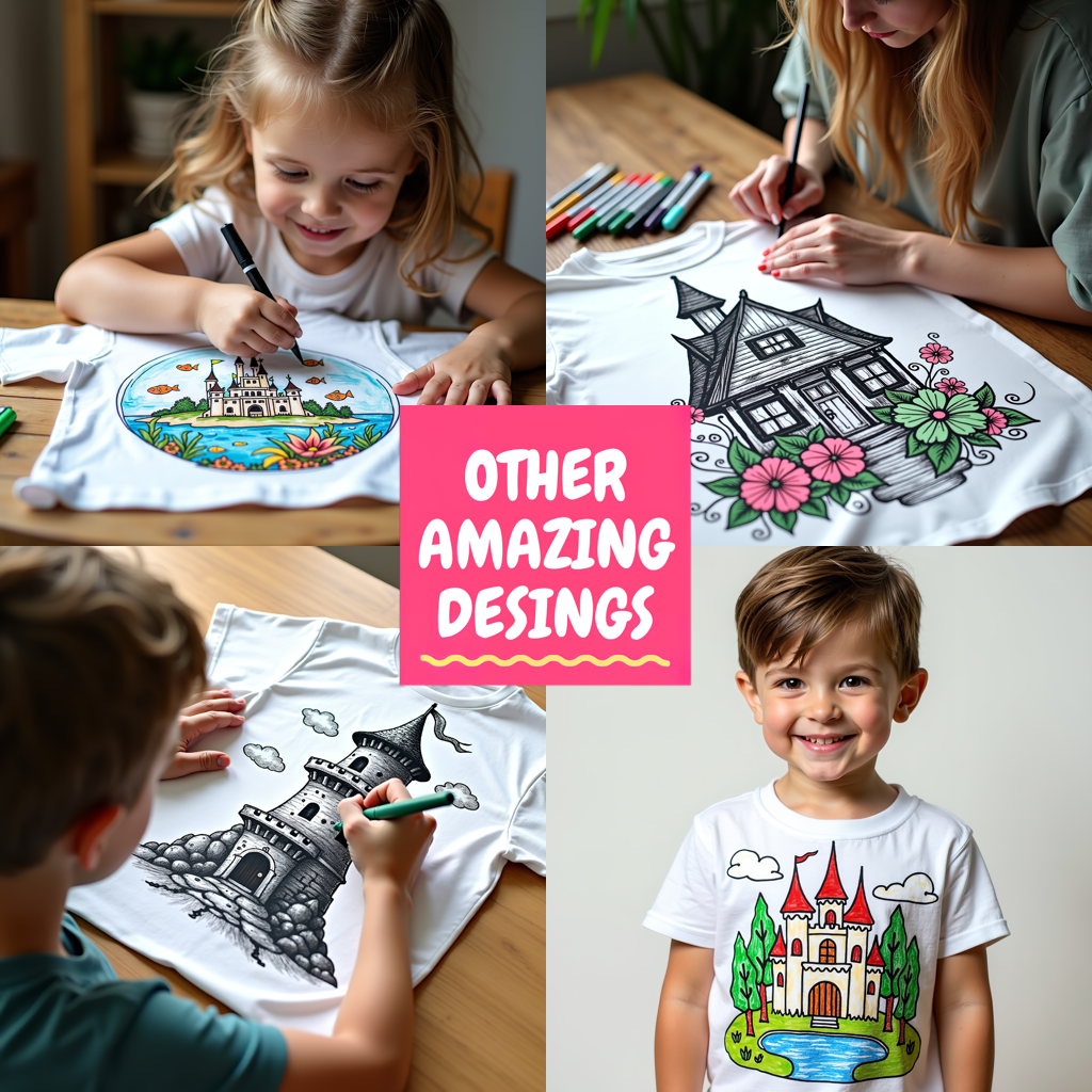 Kid's T-shirt Coloring Kit with 10 Fabric Markers - Winter Scene