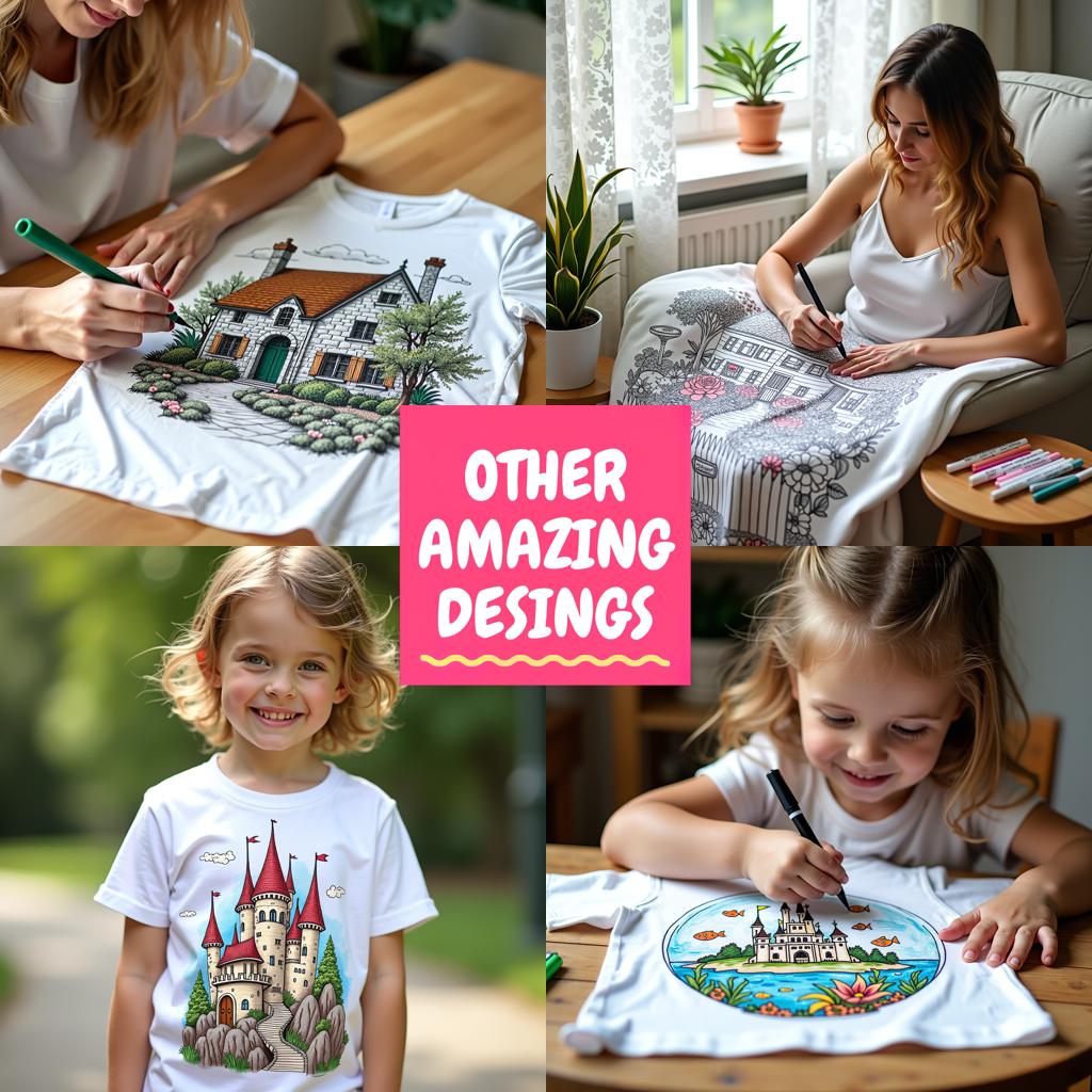 Women's T-shirt Coloring Kit with 10 Fabric Markers - Winter Scene