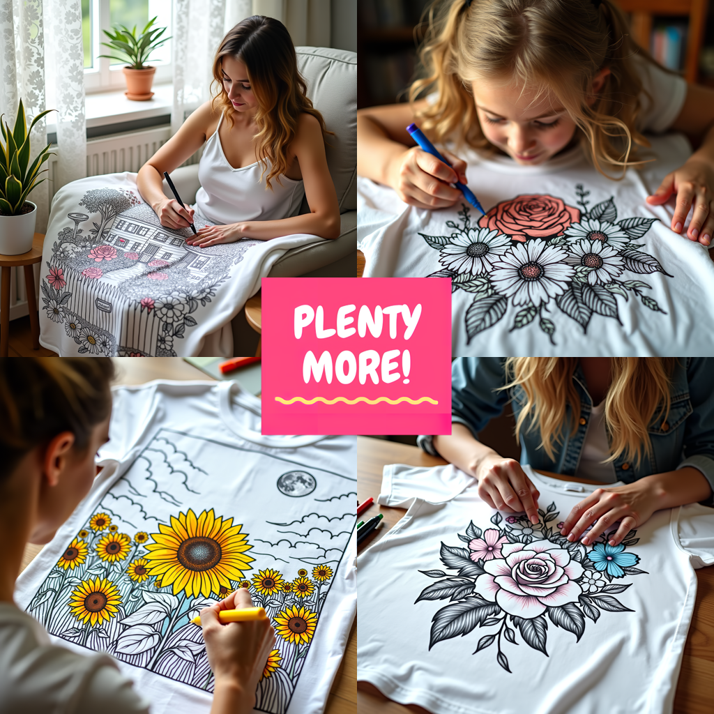 Blanket Coloring Kit with 10 Fabric Markers - Roses