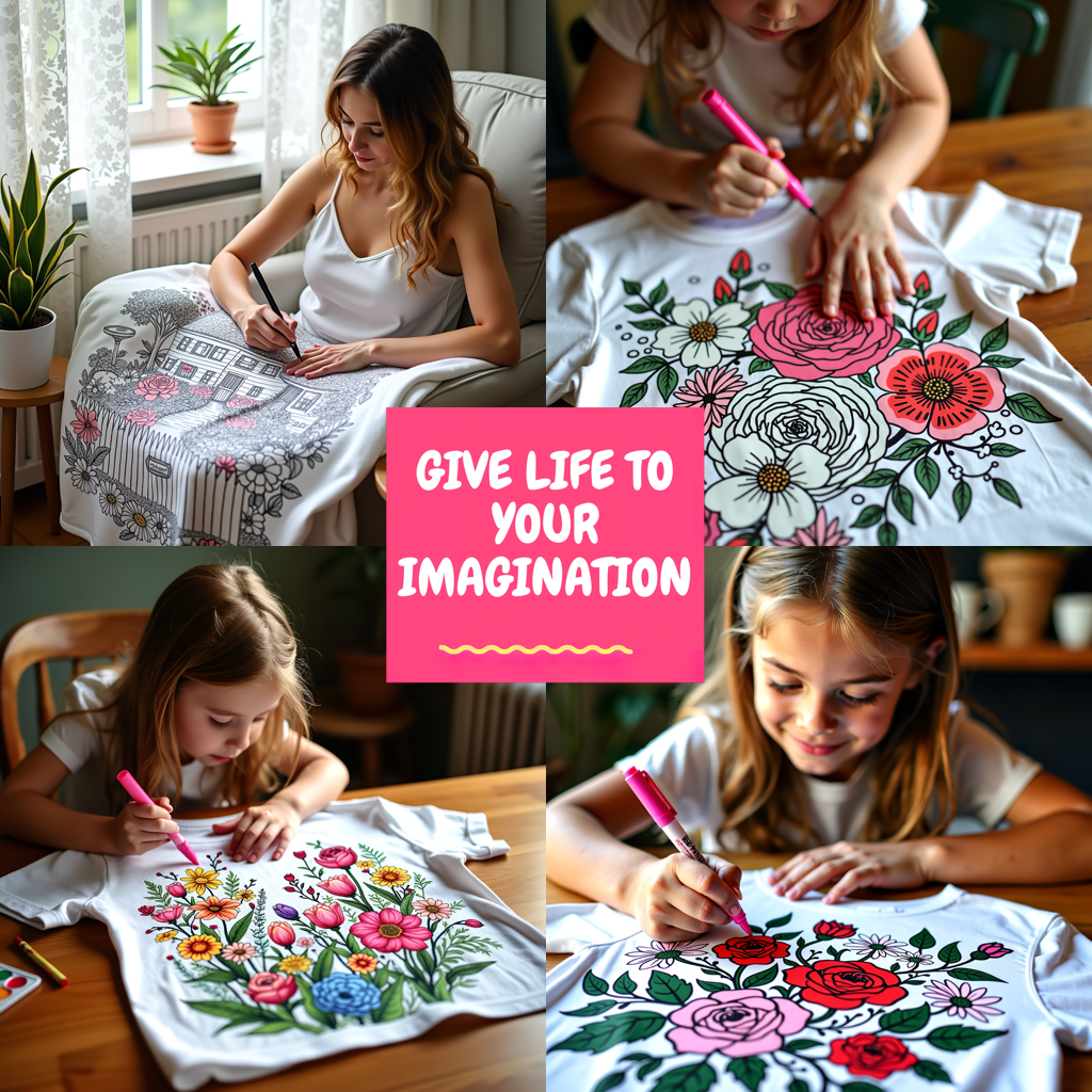 Blanket Coloring Kit with 10 Fabric Markers - Daisies