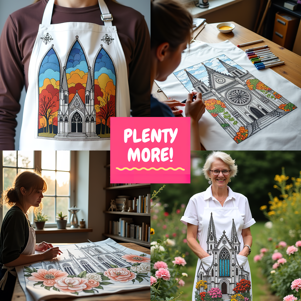 Apron Coloring Kit with 10 Fabric Markers - Church