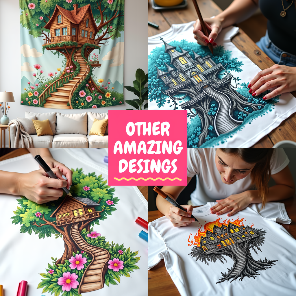 Indoor Wall Tapestries Coloring Kit with 10 Fabric Markers - Treehouse