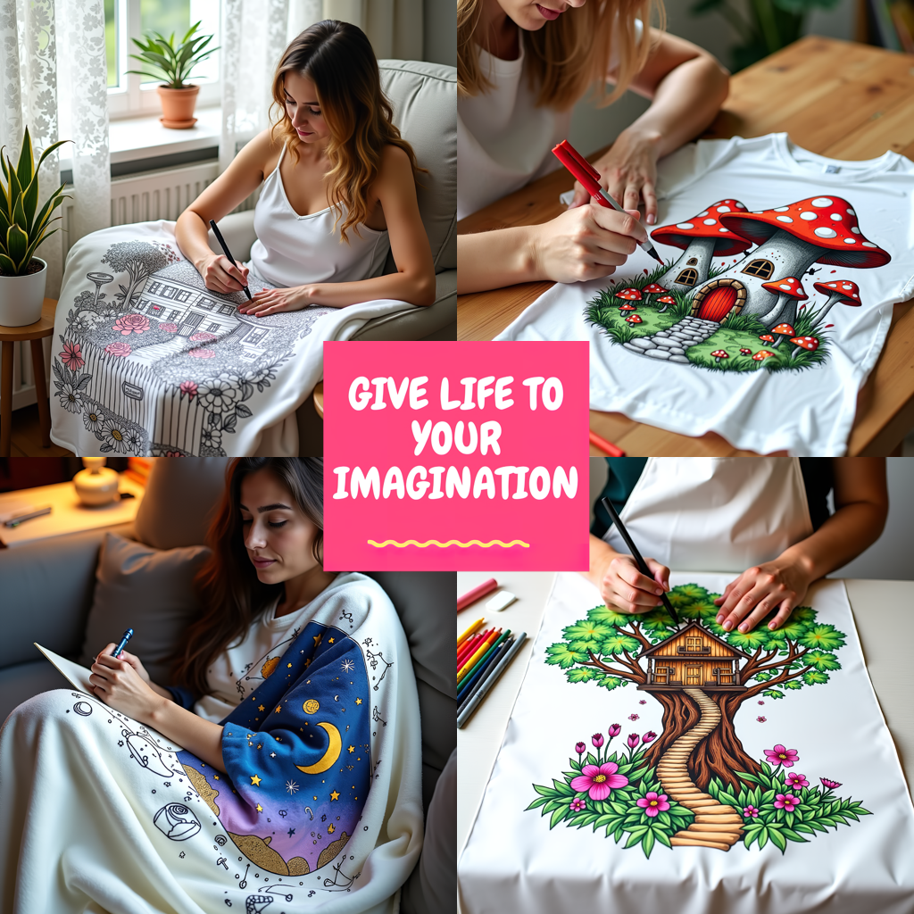 Blanket Coloring Kit with 10 Fabric Markers - Treehouse