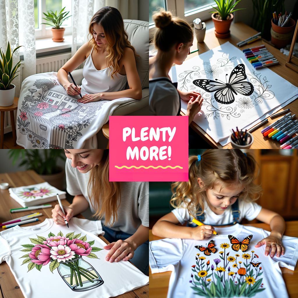 Blanket Coloring Kit with 10 Fabric Markers - Butterflies on Flowers