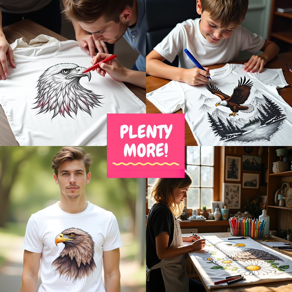 Women's T-shirt Coloring Kit with 10 Fabric Markers - Bald Eagle