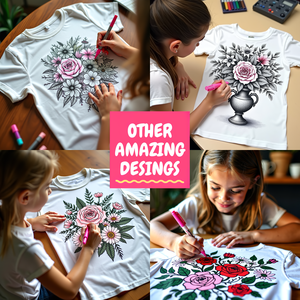 Adult Sweatshirt Coloring Kit with 10 Fabric Markers - Daisies