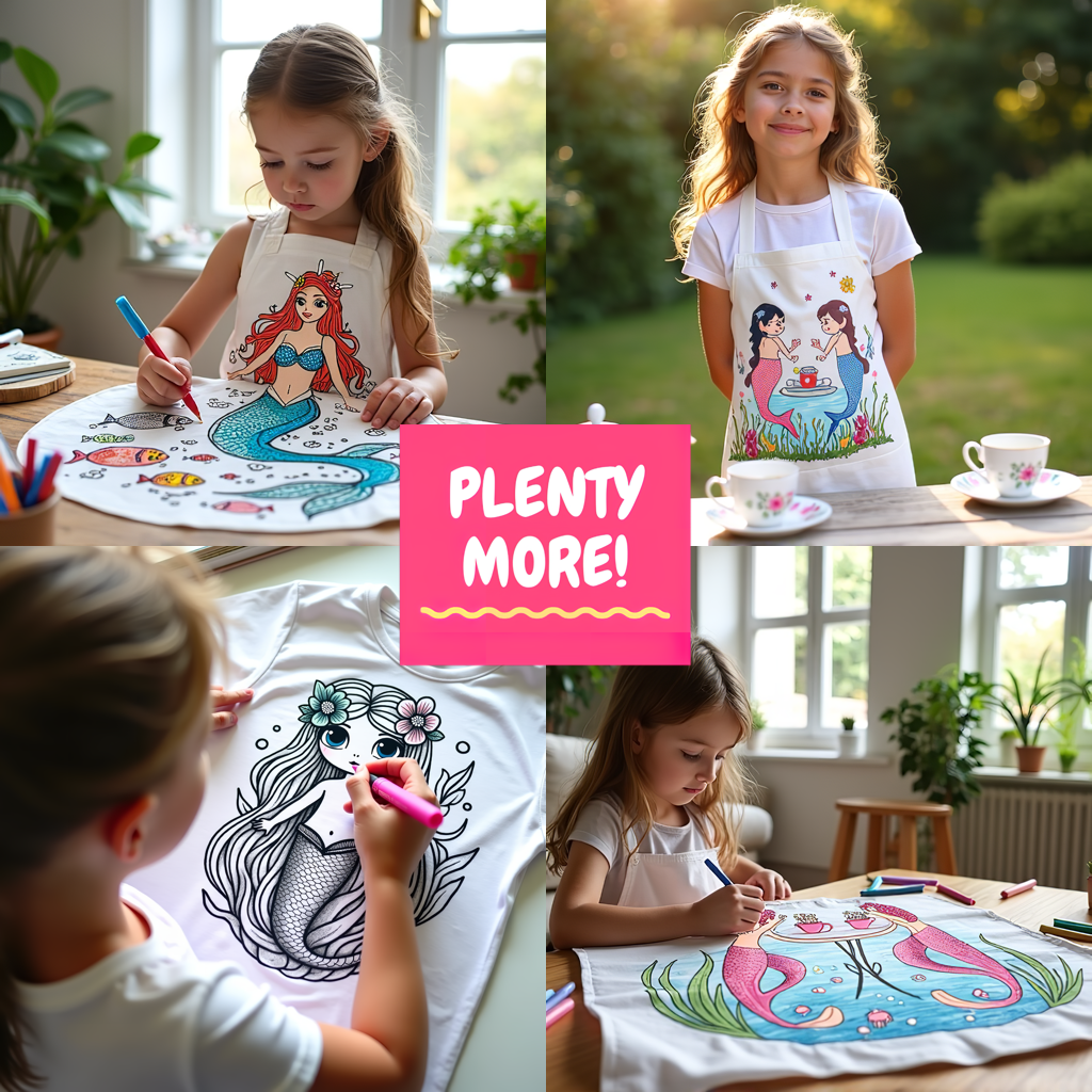 Apron Coloring Kit with 10 Fabric Markers - Mermaid