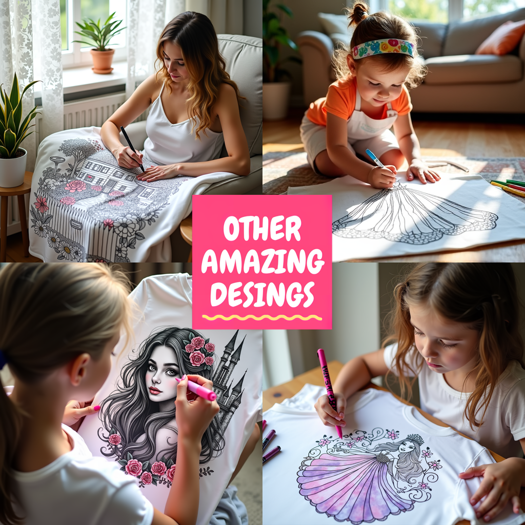 Apron Coloring Kit with 10 Fabric Markers - Flower Princess