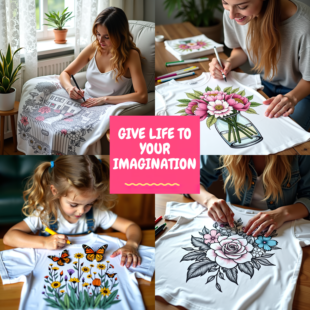 Blanket Coloring Kit with 10 Fabric Markers - Floral Arrangement and Balloons