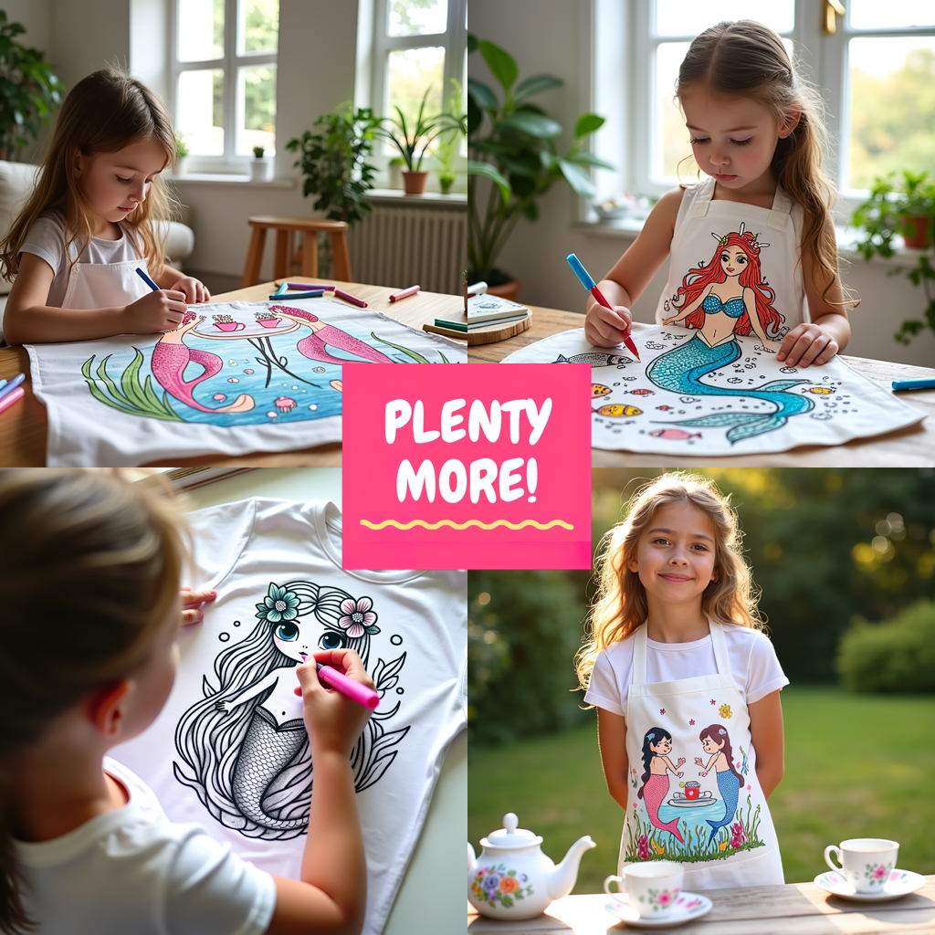 Apron Coloring Kit with 10 Fabric Markers - Underwater Fantasy