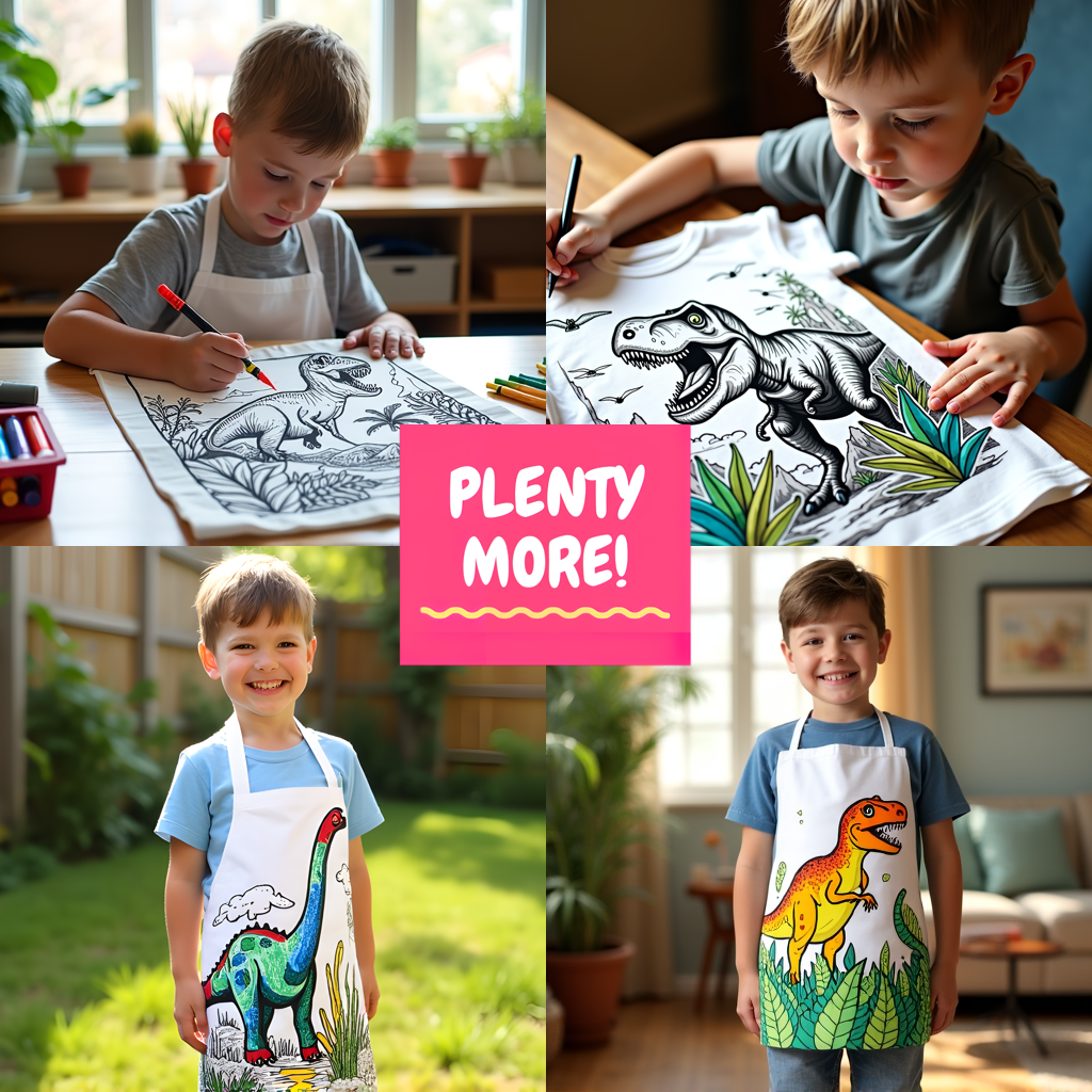 Unisex T-shirt Coloring Kit with 10 Fabric Markers - Baby Dinosaur