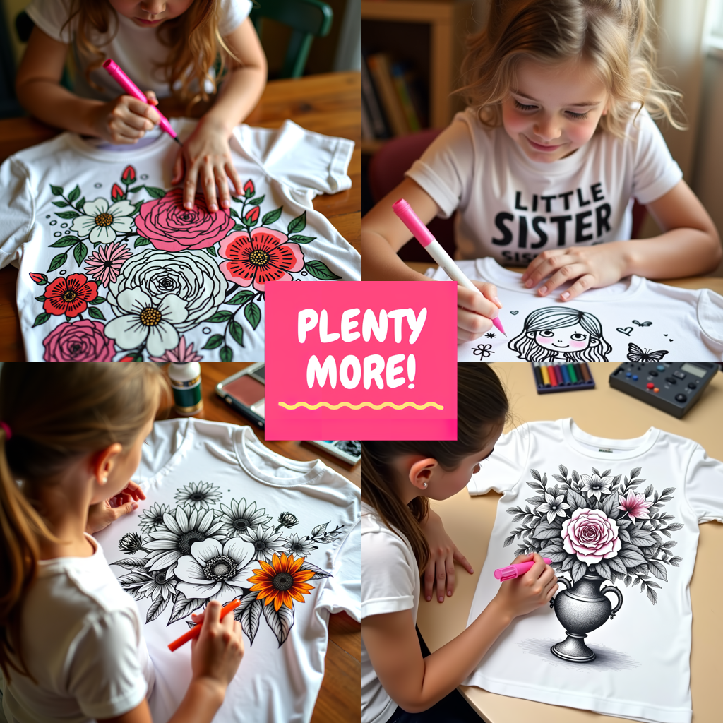 Kid's T-shirt Coloring Kit with 10 Fabric Markers - Sunflowers